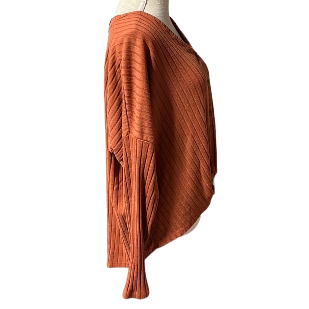 SO Long Sleeve Button Up Sweater Blouse Rust Orange Brown Juniors Size XXL - Picture 4 of 7